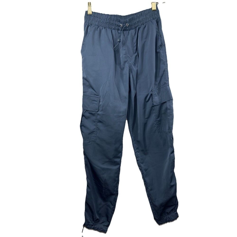 Love Theory Essentials Blue‎  Nylon Cargo Pants Slick  Women Size S